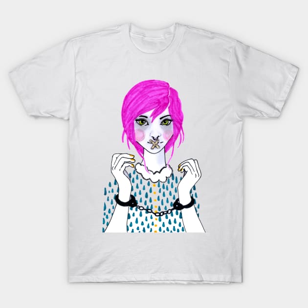 Pink Hair Girl T-Shirt by BalumbaArt